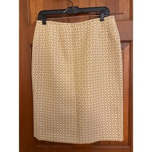Le Suit Womens Pencil Skirt Size 10 Gold Geometric Pattern Lined Office Business